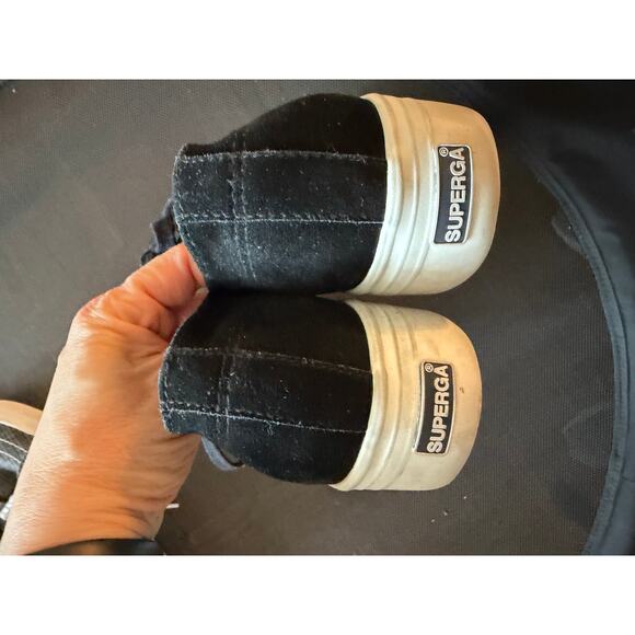 Black Suede Platform Superga Sneakers, GUC Women's Size 10 - Picture 5 of 5